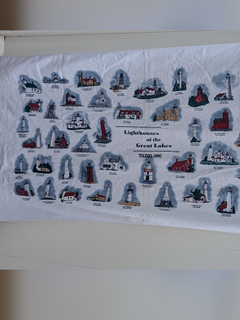Vintage Great Lakes Lighthouses Beach Towel Ohio Michigan Big 100% Cotton Beach
